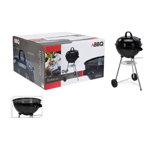 БАРБЕКЮ СФЕРИЧНО С КАПАК BBQ 47см ЧЕРНО С КОЛЕЛА