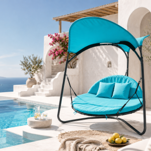 SkyLounge Butterfly – Луксозна градинска люлка със сенник lake blue