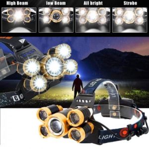 Мощен LED челник с акумулаторни батерии и 5 LED диода
