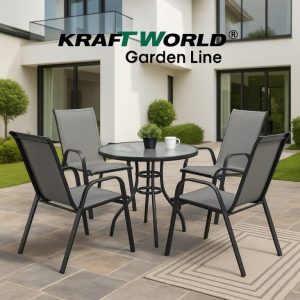 Градински Сет Capri KraftWorld 4 стола и маса – водоустойчиви с UV защита