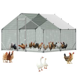 Просторен метален кокошарник 4x 3 x 2 м – островръх покрив и поцинкована стомана