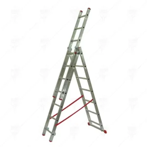 Алуминиева трираменна стълба ALPOS 3×7 – 3.3 м, 150 кг, професионален клас