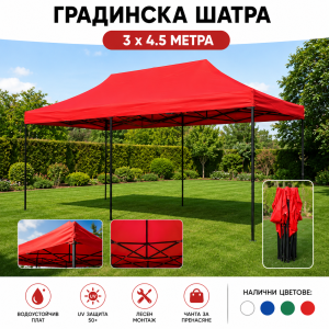 Сгъваема Градинска ШАТРА тип ХАРМОНИКА 3х4,5м