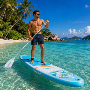 Надуваем SUP падъл борд FunWater – комплект с гребло, помпа и раница
