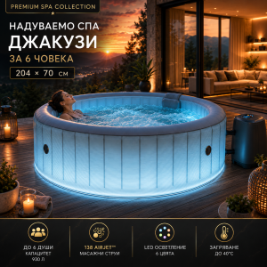 НАДУВАЕМО СПА ДЖАКУЗИ ЗА 6 ЧОВЕКА С LED ОСВЕТЛЕНИЕ – ПРЕМИУМ РЕЛАКС У ДОМА