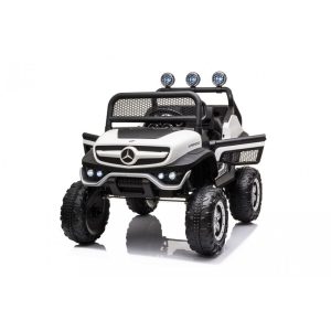 Електрическа кола Mercedes Benz Unimog Лицензирана оригинална с MP3 и дистанционно управление 12V Бяла