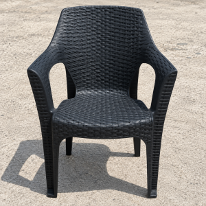 Градински комплект GARDEN ELLITE RATTAN PRO – Черен, сгъваема маса 120×70 см с 6 PVC стола с ратанова визия