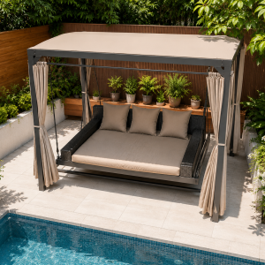 Royal Haven Lounge Bed – Луксозен павилион с люлка-легло и завеси