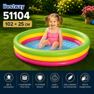 Надуваем Басейн BESTWAY 51104 102см на Три Нива