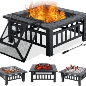 Градинска 3в1 маса ‘Fire Pit’ – BBQ, камина, ледарка