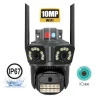 Външна WiFi камера Тройна ( с три обектива ) с 28 диода 10MP и аларма