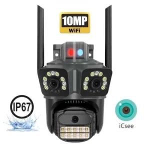 Външна WiFi камера Тройна ( с три обектива ) с 28 диода 10MP и аларма