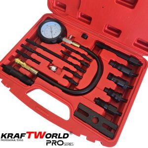 Комплект за измерване на компресия на дизелови двигатели KraftWorld Pro (17 части)