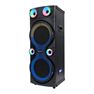 Активна Тонколона Muhler MAX125R – 2×12” + 3”, 80W, Bluetooth, FM радио, LED осветление, 2 безжични микрофона
