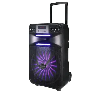 Активна Тонколона Muhler MAX150R – 15”, 80W RMS, Bluetooth, FM радио, LED осветление, батерия 12V/7000mAh, 2 безжични микрофона