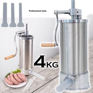 Машина за колбаси от неръждаема стомана, вертикална, натоварване 4 кг, 3 фунии Пълначка за наденички