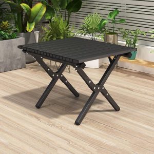 Сгъваема къмпинг маса 60×60 см с чанта – метал + PVC плот